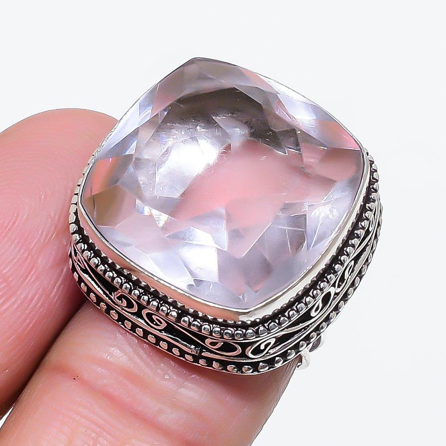 

Натуральный розовый кунцит драгоценный камень 925 стерлинговое серебро ювелирное кольцо размер 5 C9h24