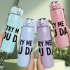 1PC Try Me If You Dare Bold Text Art 750ml Color Plastic Sports Water Bottle Leakproof Flip Straw Lid Suitable for Sports Office Home Use