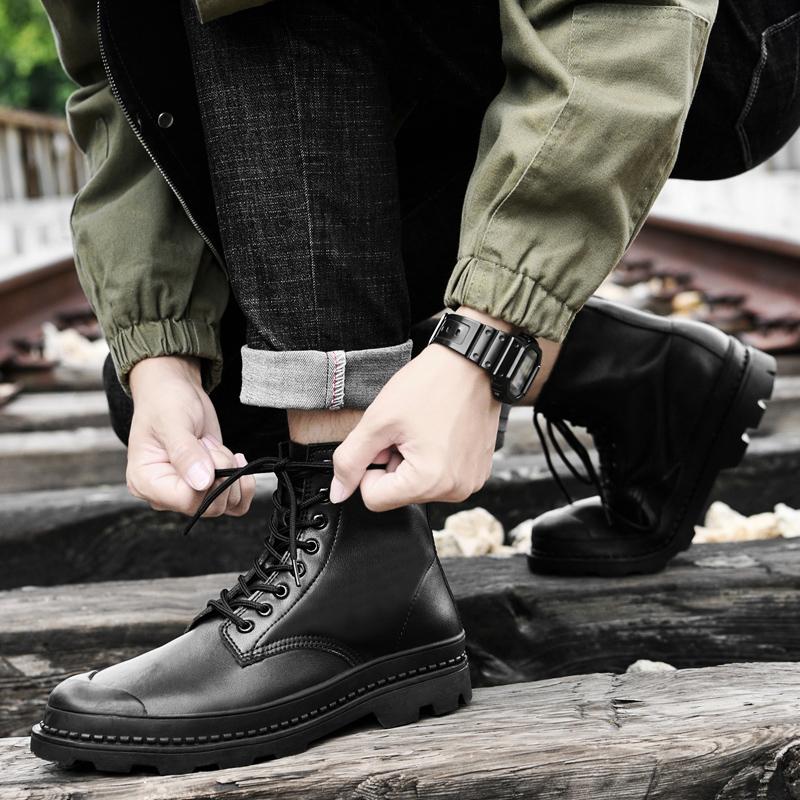 Classic Men'S Boots Zapatos De Hombre Warm Men Boots Winter Fashion Shoes Men Design Leather Comfy Motorcycle Boots Big Size 47