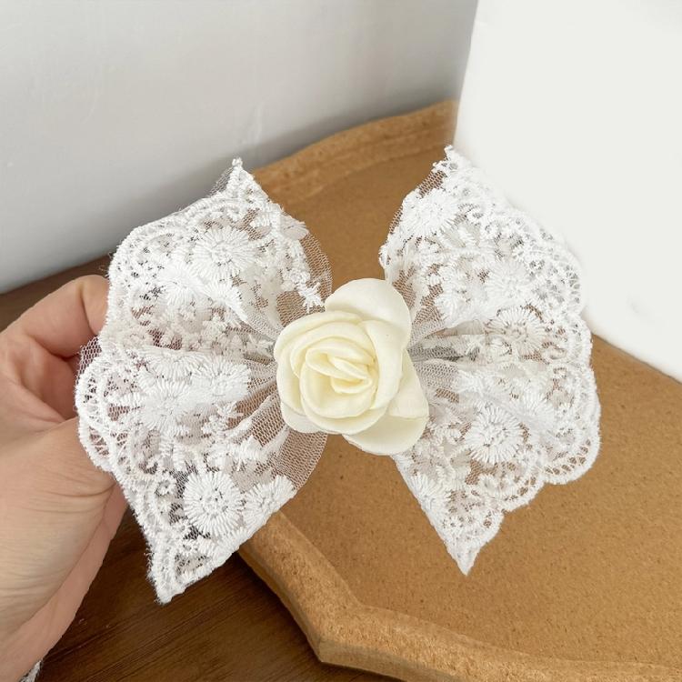 Summer Spring Flower&Lace Bowknot Hairpin for Woman Ponytail Braids Hair Clip