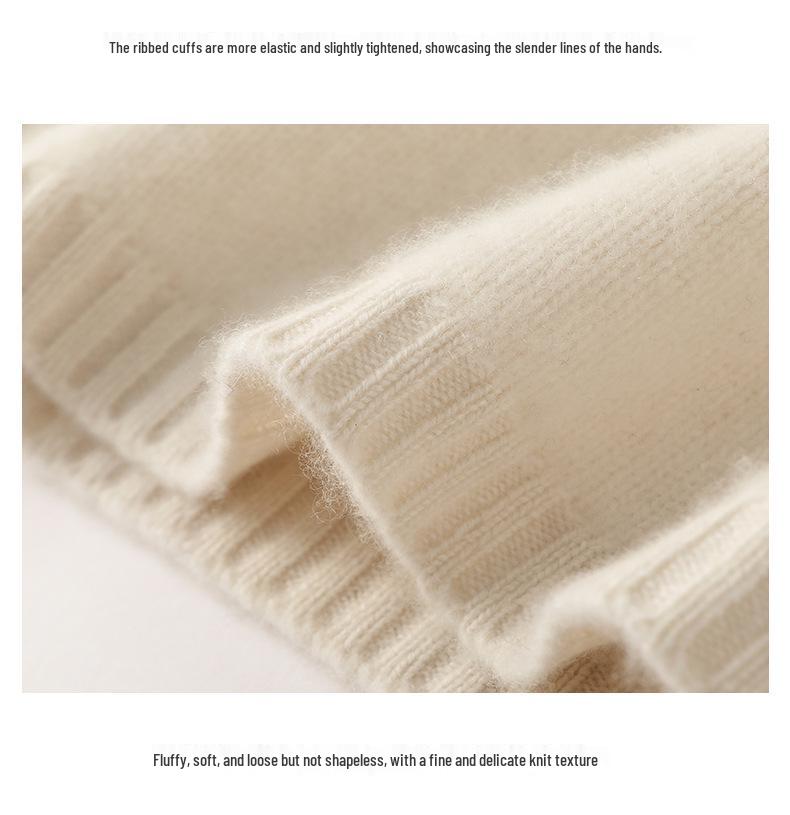 Women's Pure Wool Cashmere High Neck Pullover - Autumn/Winter Warm Long Sleeve Sweater