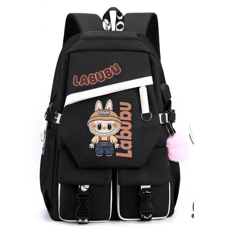 

Backpack Capacity Large With Print Designs And Usb Charging For Use Daily Black