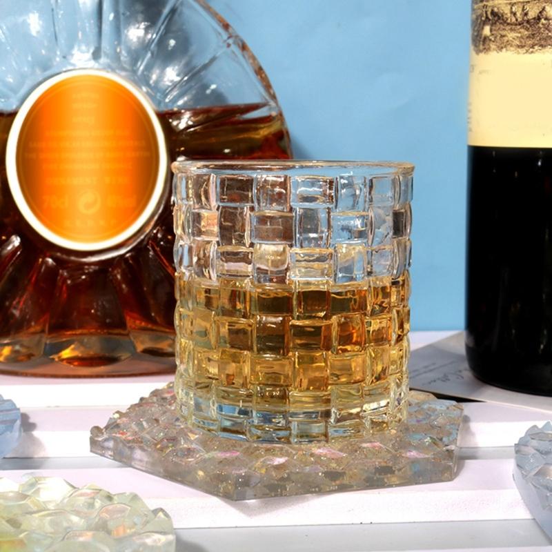 1/6 Stück Diamanten Unterseite Untersetzer Form Blume Herz Runde Form Epoxid Tassenunterlage Formen mit Diamanten Unterseite Harz Tablett Form