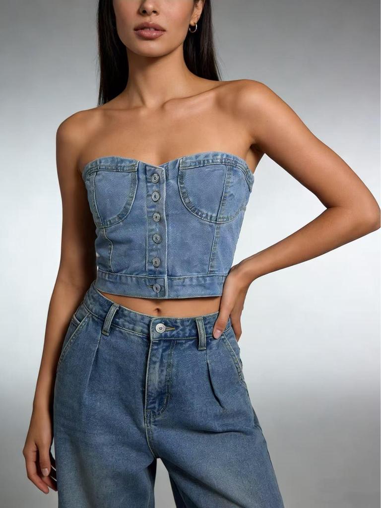 Women's Stylish Slim-Fit Waist-Cinching Sexy Denim Vest