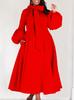 2023 Puff Sleeve Tie-Up High Waist Evening Gown - European American Style Dress for Women