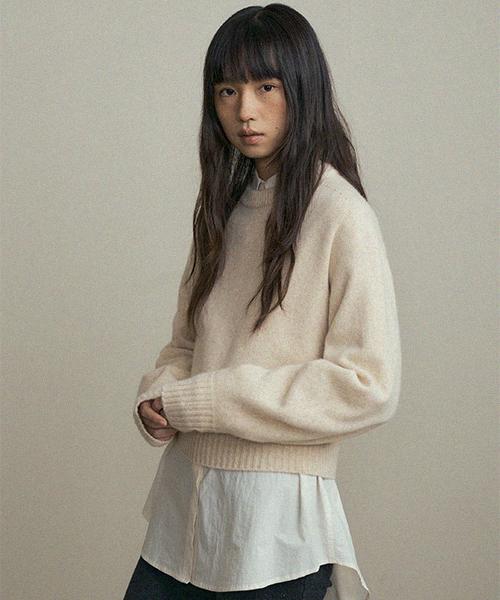 Lingseoul Whole Garment Volume Knit-Cream