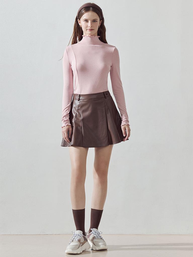 LORDLOAR Soft Mock Neck T-Shirt Pink