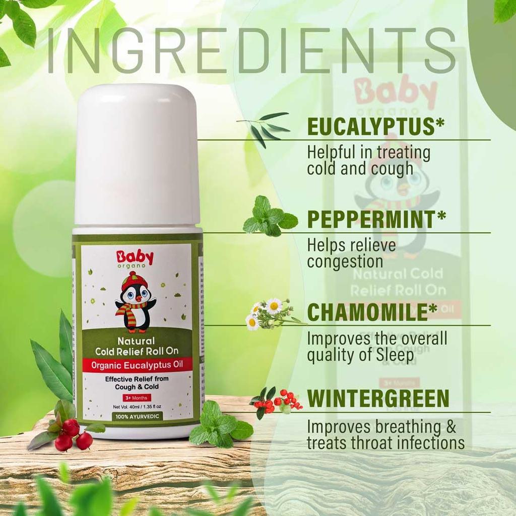 Baby Organo Combo aus Asafoetida Roll-On und Natürlichem Erkältungs-Roll-On | je 40 ml | 100% Ayurveda| Erkältung & Nasenverstopfung mit Asafoetida | Hergestellt in Indien