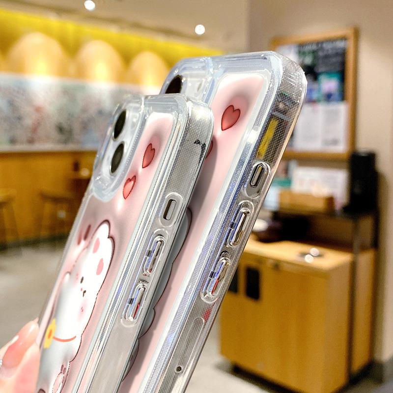 Husă de telefon drăguță Rubbit transparentă pentru Iphone 12 13 11 14 Pro Max 7 8 Plus Xs Max X Xr Se 2020 2022 Crystal Abstract Husă din spate moale
