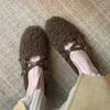 Flats Women Shoes Suede Fur Casual Sneakers Trend New Loafers 2025 Short Plush Winter Walking Buckle Woman Zapatos Mujer