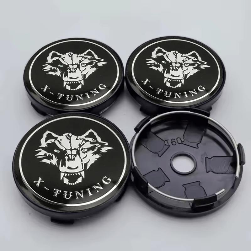 Four 60Mm/2.36-Inch Wolf Head Badges Modified for Car Wheel Center Caps, Suitable for Various Vehicle Models