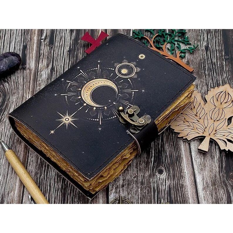 Handmade Leather journal antique deckle edge vintage paper traveling sketchbook