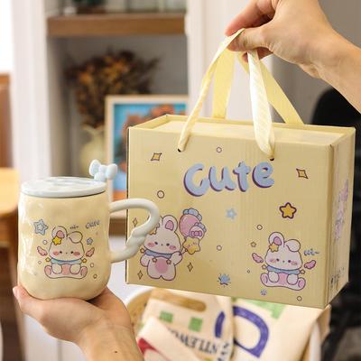 High Appearance Level Magic Rabbit Ceramic Cup Set with Gift Box Mug with Lid Spoon Water Cup As A Souvenir Gift Cup