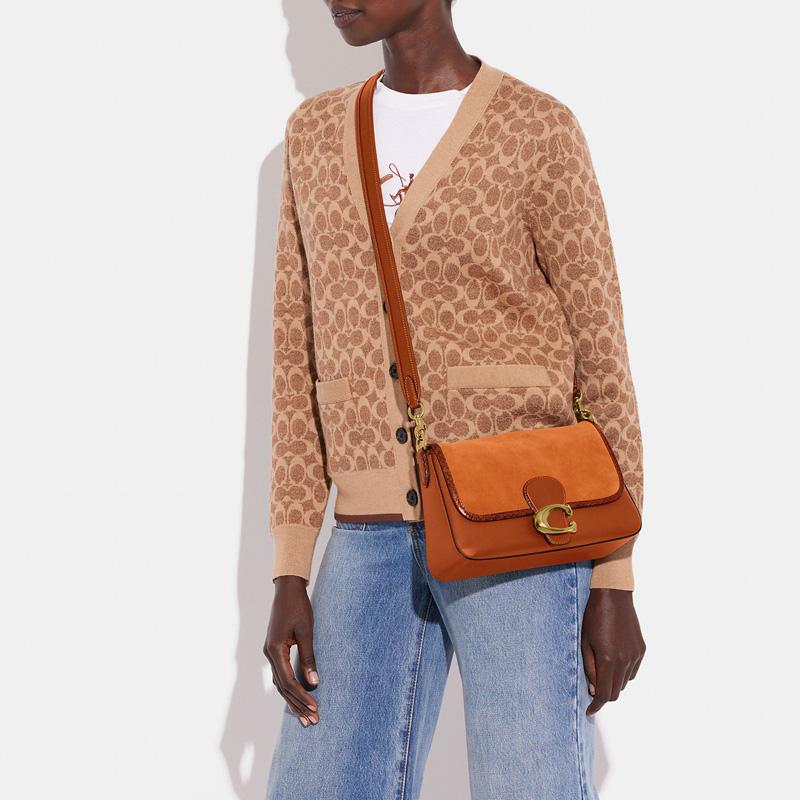 Coach Tabby 26 Button Closure Leather Suede Snake Print Handbag Women Handbags Brown CI034-B4BAR