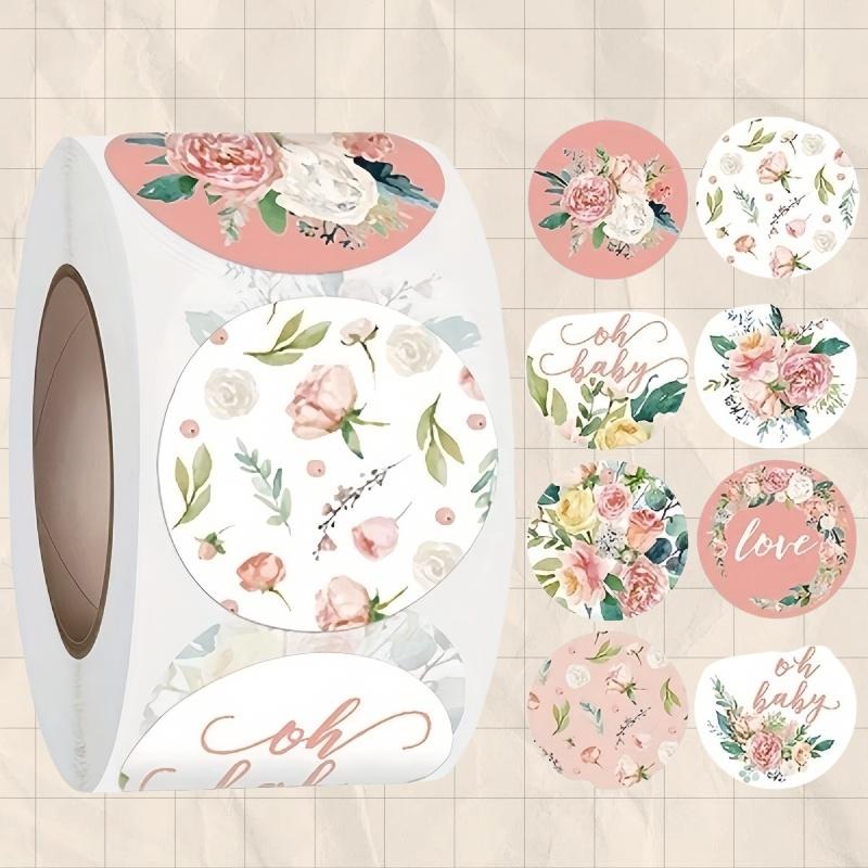 500pcs/Roll Flower Pattern Thank You Stickers, Waterproof Adhesive Labels For Gift, Packaging, And Box Sealing