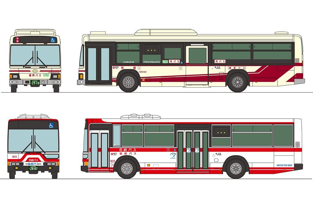 The Bus Collection Bus Collection Joint Operation Series 2: Nagoya City Transportation Bureau Meitetsu Bus, Set of 2, Diorama Supplies
