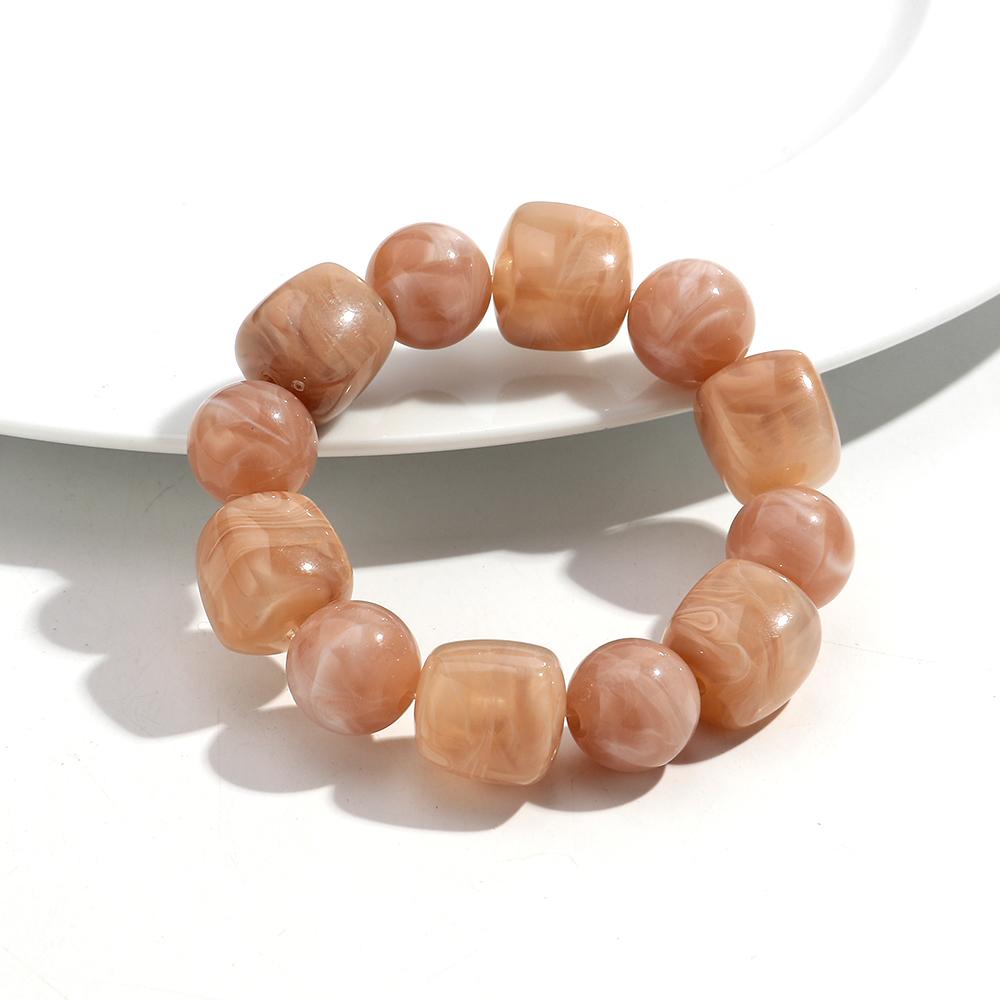 Acrylic Chunky Irregular Square Round Beaded Bracelet for Women European and American Simple Bracelet Fashion Hand Accessories