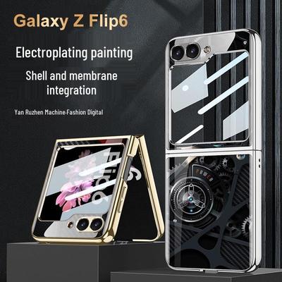 Samsung Z Flip 6 Vikbar Skärm Telefonfodral med Unik Målad Design och Mekaniskt Flip-Glaslock