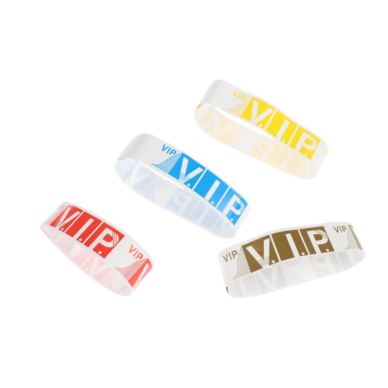 100Pcs Party Paper Bracelet Synthetic Paper Plastic Wristbands Sticky Wristband Painting Pattern Logo Paper Party Wristbands