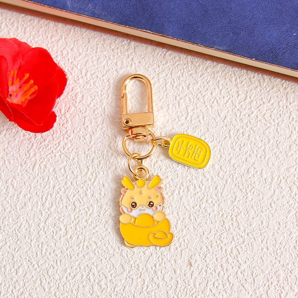Chinese Style Zodiac Dragon Keychain Loong Lunar New Year Pendant Lion Dance Keyring  Birthday Gift