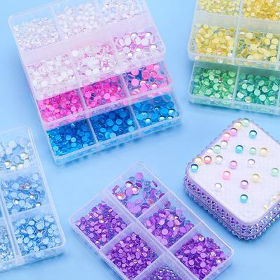 Colorful Mocha Jelly Nail Diamond Semicircular Flat Bottom Diamond Nail Art Rhinestone Jewelry Nail Sticker Diamond Set