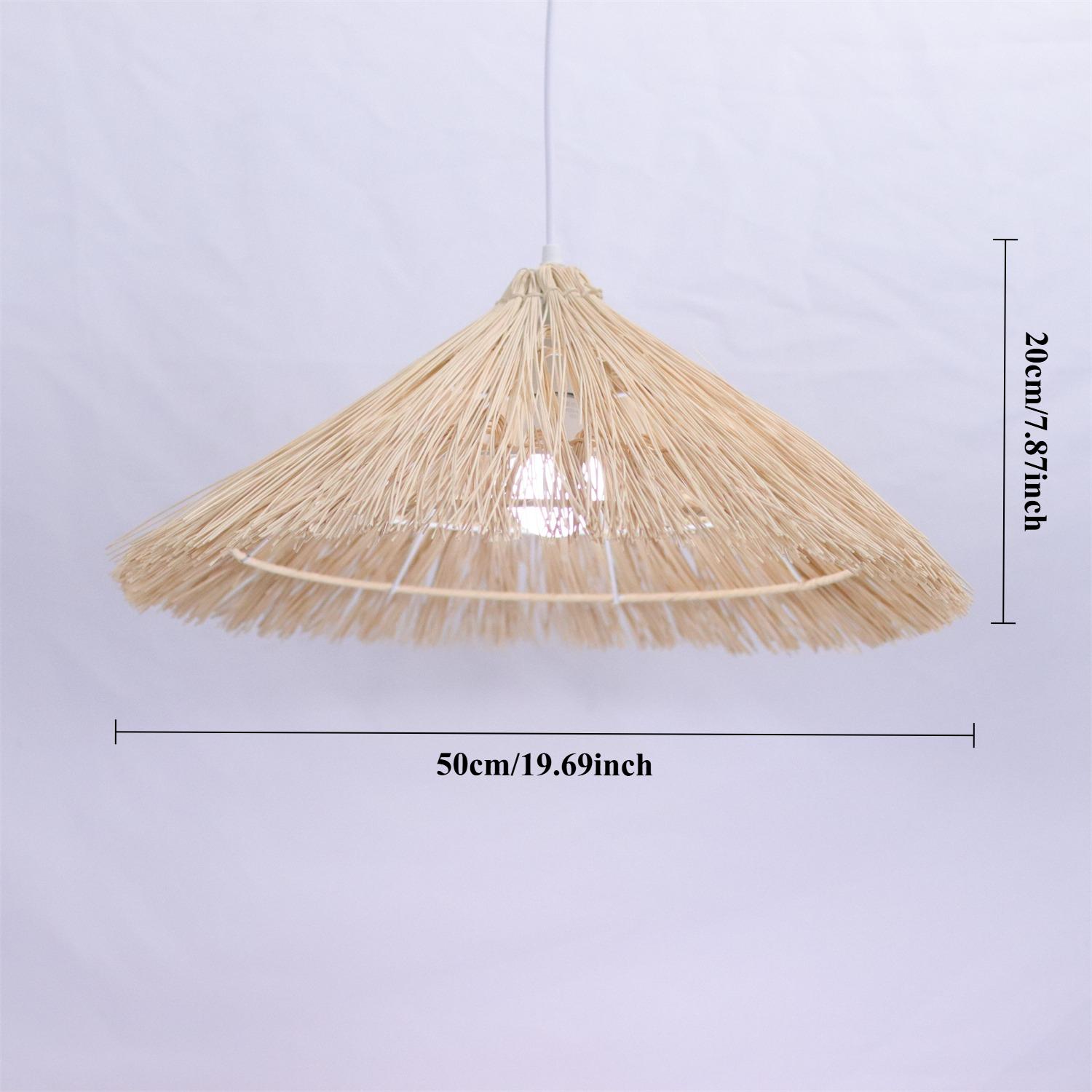 

50CM Vintage Rattan Pendant Light Retro Handmade Wicker Chandelier E27 Hanging Lights for Dining Room Tea Room Island LED Lamps No Bulb