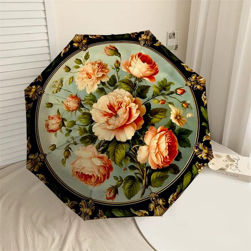 

1PC Floral Pattern Umbrella-8-Rib Reinforced, Automatic Open, Lightweight & Durable, Cute Fashion Accessory for Outdoor-T302