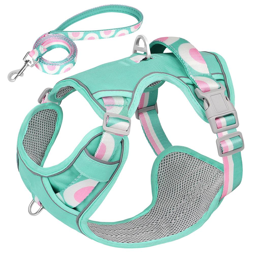 Reflective Dog Harness Leash Set No Pull Nylon Dogs Vest Harnesses With Control Handle Pet Lead for Medium Large Dogs Adjustable