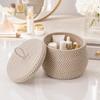 Braided Cotton Storage Basket with Lid for Dressing Areas, Living Areas