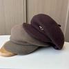 Autumn and Winter Woolen Thickened Newsboy Hat Female Star Anise Cap Elegant Painter Bud Hat