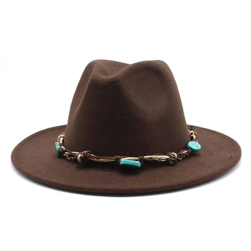 Emerald Western Region Style Top Hat Resin Accessories Jazz Hat Woolen Felt Hat