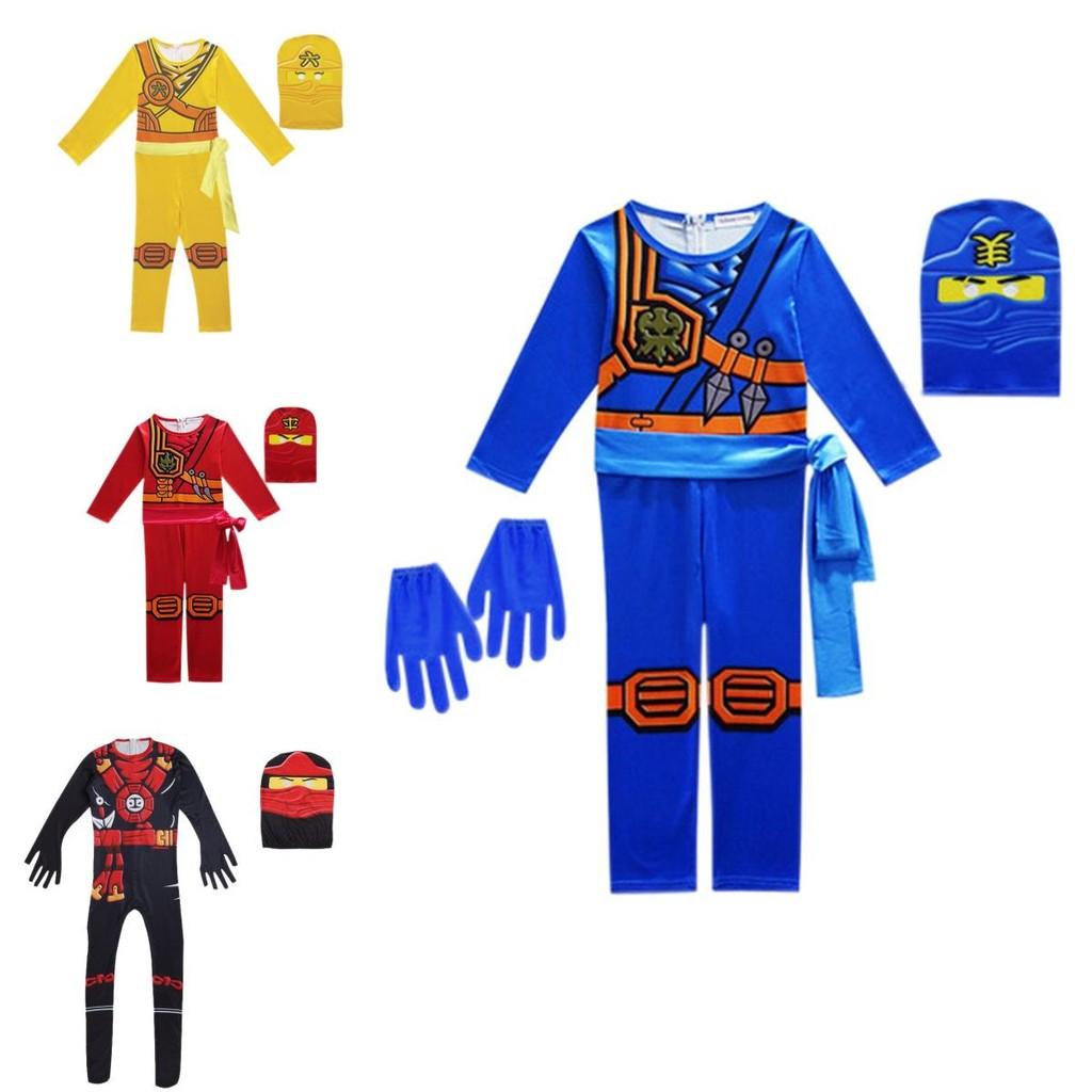 Cool Ninjago Inspired Kids Cosplay Party Clothes Set With Glove Hat And Jumpsuit