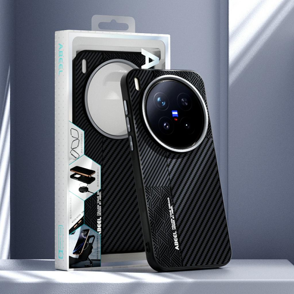 ABEEL For Honor Magic8 Pro 5G Magnetisk Deksel PC + TPU + Aluminiumlegering + PU-skinn Slankt Telefon Bakdeksel