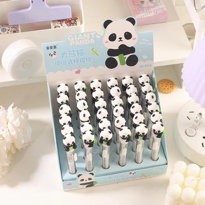 Lindo borrador de panda Borrador de lápiz telescópico de panda de dibujos animados Papelería para estudiantes de escuela Borradores divertidos para niños