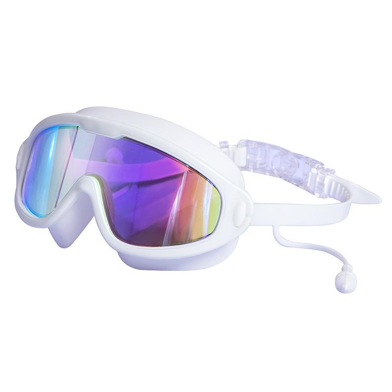 

Плавательные очки с большой оправой высокой четкости, гальванизированные плавательные очки белый