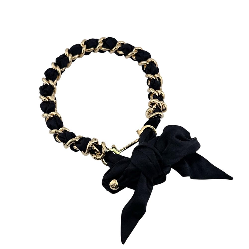 Salvatore Ferragamo Gancini Ribbon Chain leather belt gold leather Used