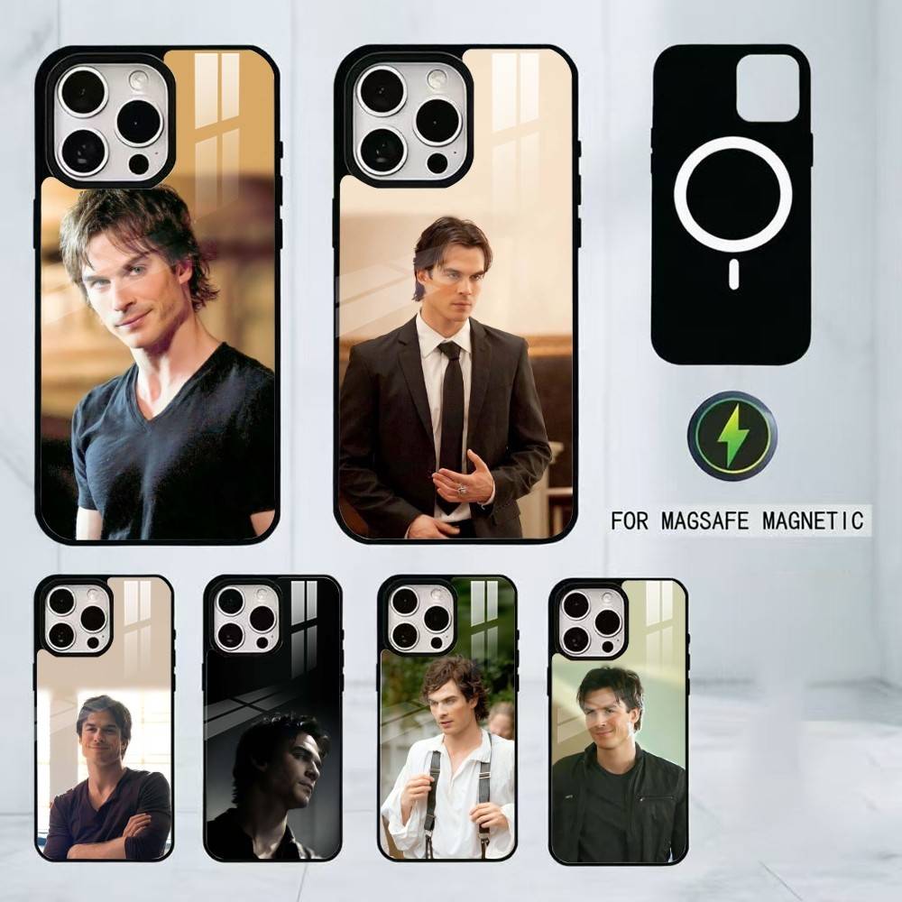 D-Damon Salvatore Phone Case For iPhone17,16,15,14,13,12,11 Plus,Pro Magnetic For Magsafe Wireless Charging