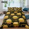 Hamburger Duvet Cover Set Meat Cheese Comforter Cover Fast Food Theme Bedding Set Cartoon Hamburg Pattern Quilt Cover for Kids