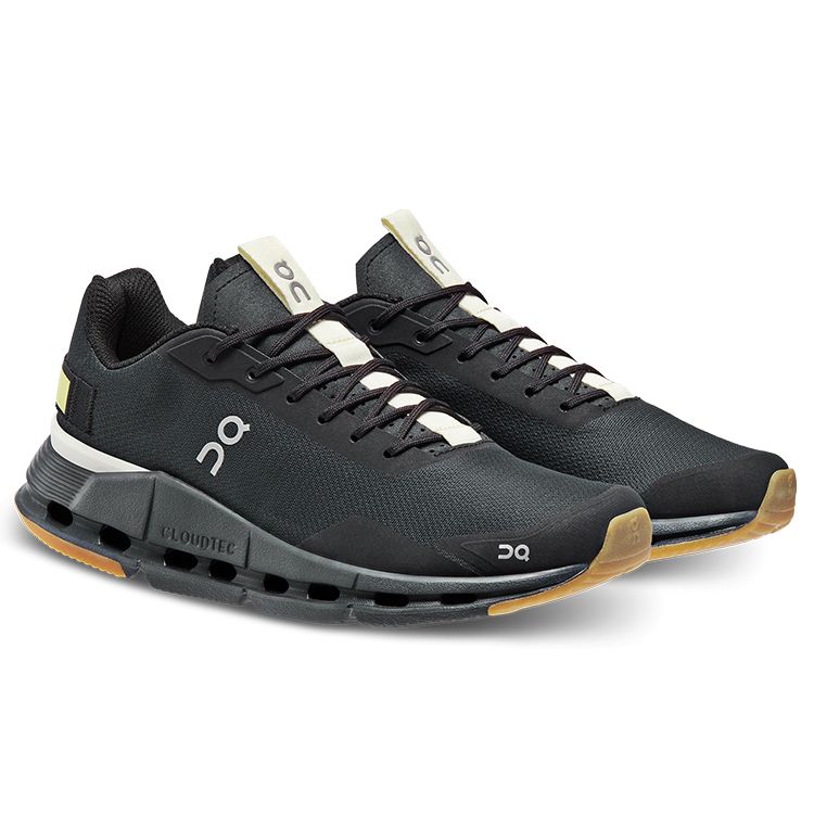 On Cloudnova Form All-Weather Comfort Lightweight Support Low-Top Lifestyle Casual Shoes Women Sneaker Black Grass-Yellow 26.98309