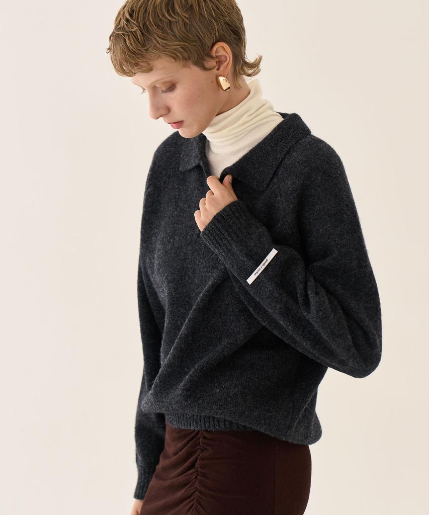 GRIDAJ Polo Knit Sweatshirt _ Charcoal