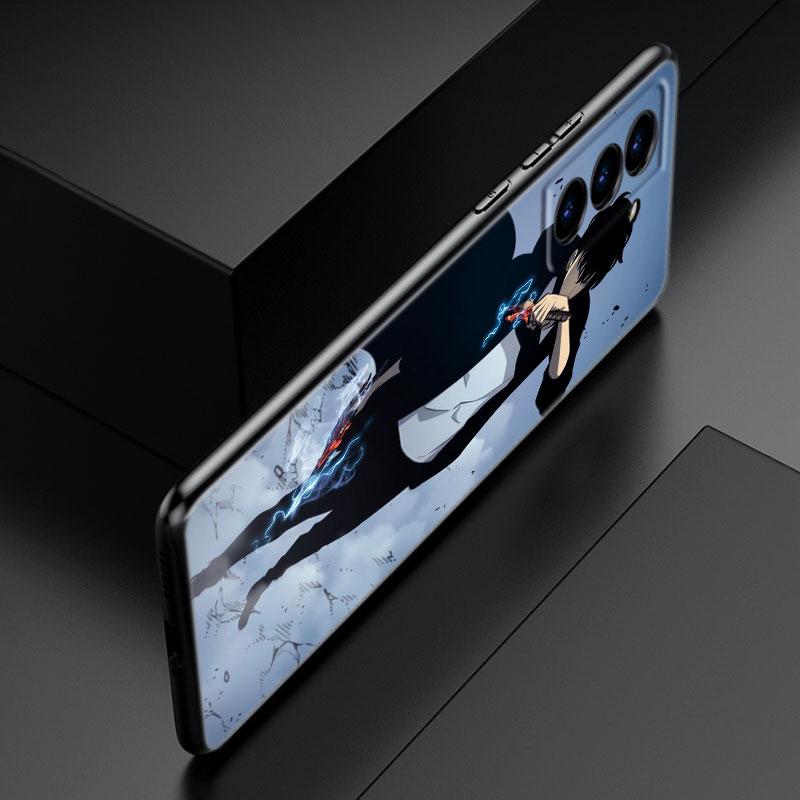 Anime Solo Leveling Phone Case For Samsung Galaxy S22 Pro S21 S20 Ultra FE S10 Lite 5G S10E S9 S8 Plus Soft TPU Black Cover
