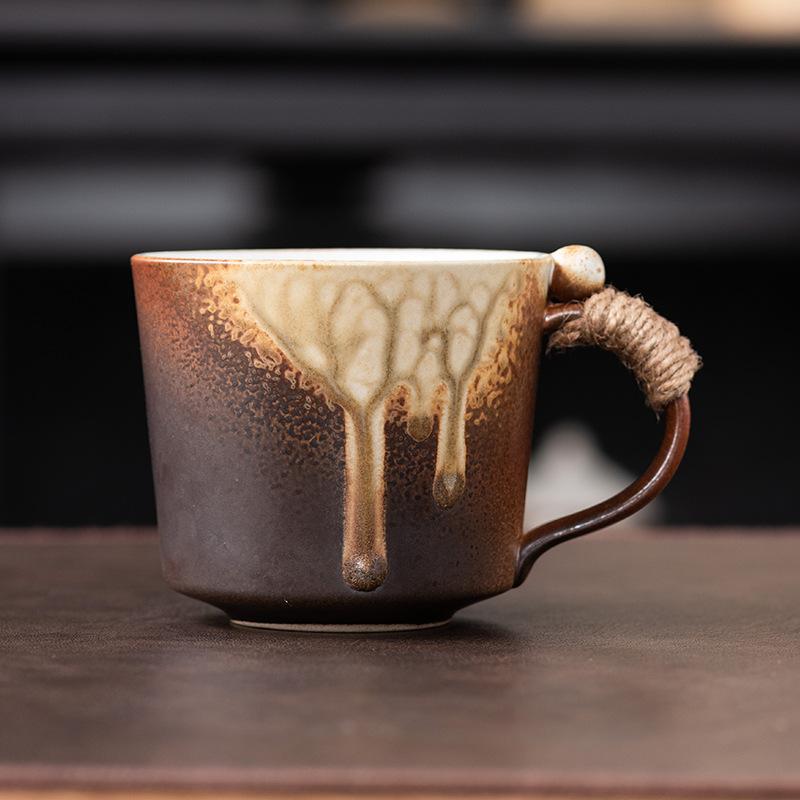 Retro Creative Coarse Pottery Handmade Coffee Cup, Home Silent Wind Ceramic Cup, High Value Afternoon Tea