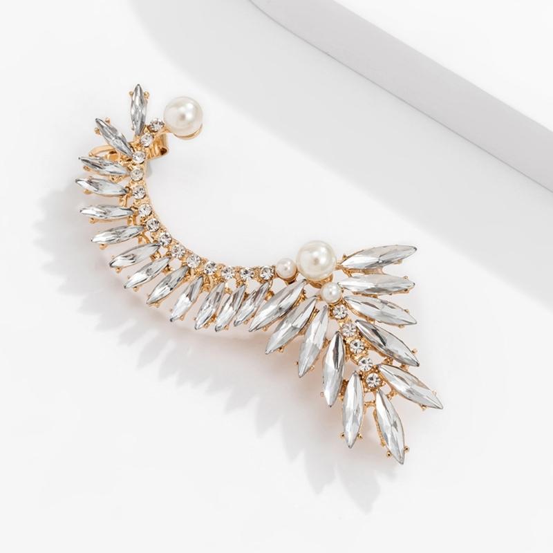 Vintage Kristal Elf Kulağı Manşetleri Küpe Takı Oyuk Metal Yaprak Deliksiz Sallantılar Klipsli Küpeler Kadınlar İçin