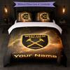 West Ham United FC Individuelles Namens-Text-Bettwäscheset 1 Bettbezug+2 Kissenbezüge Fußball-Logo Personalisierte Geschenkidee für besondere Anlässe Schlafzimmerdekoration