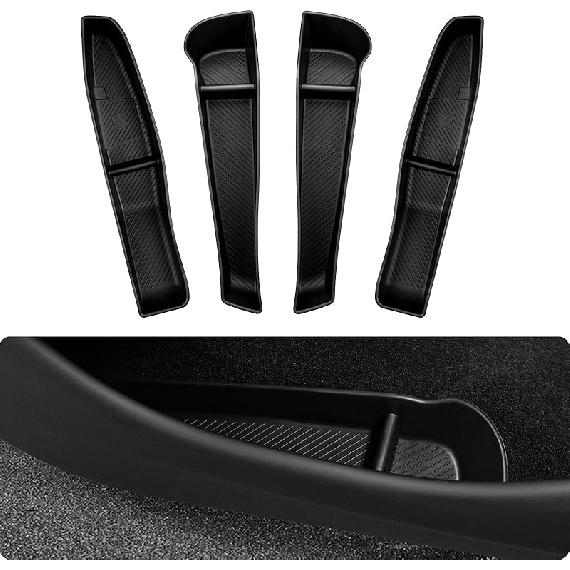 BASENOR 2026 2025 2024 Tesla Model 3 Door Side Storage Box, Door Pocket Liners, TPE Front & Rear Side Organizer Tray Protector Liner For Model 3