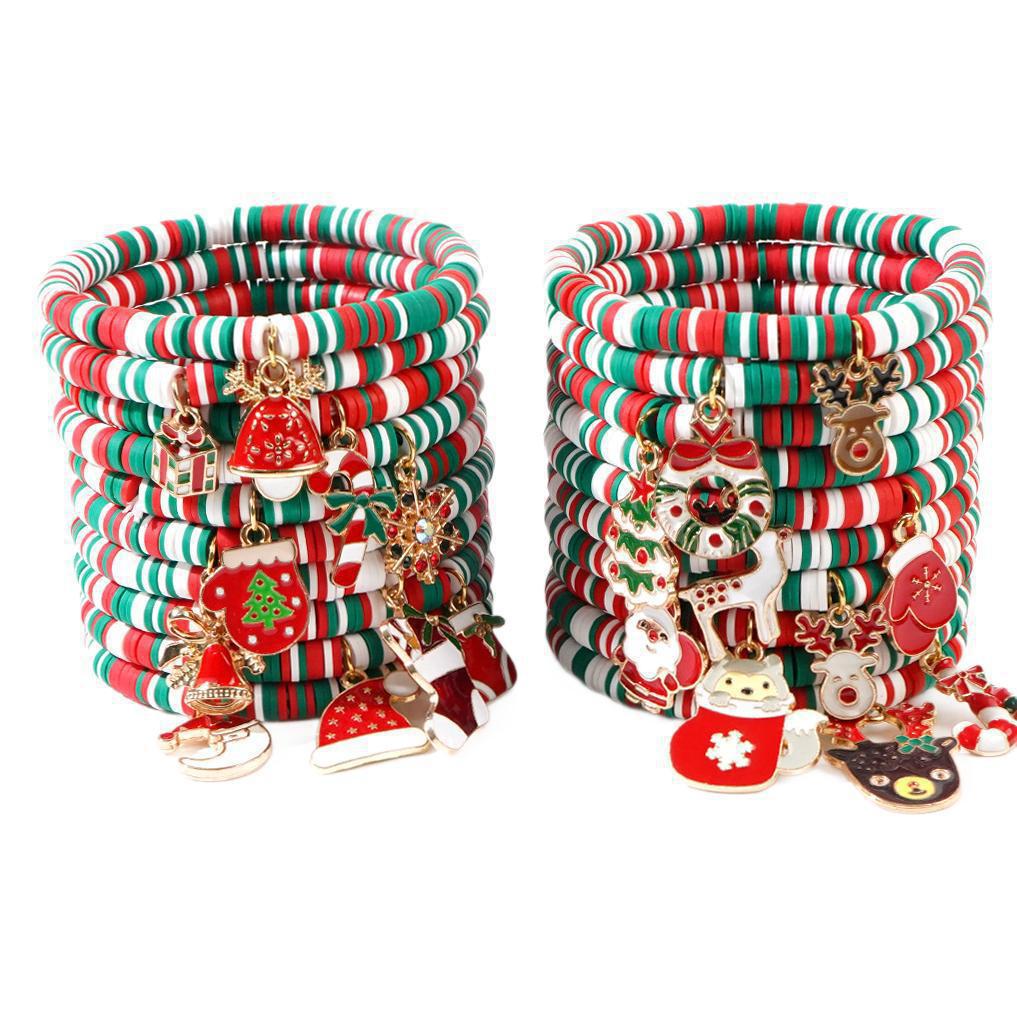 Women's Handmade Colorful Polymer Clay & Copper Bead Bracelet Set - Christmas Gift