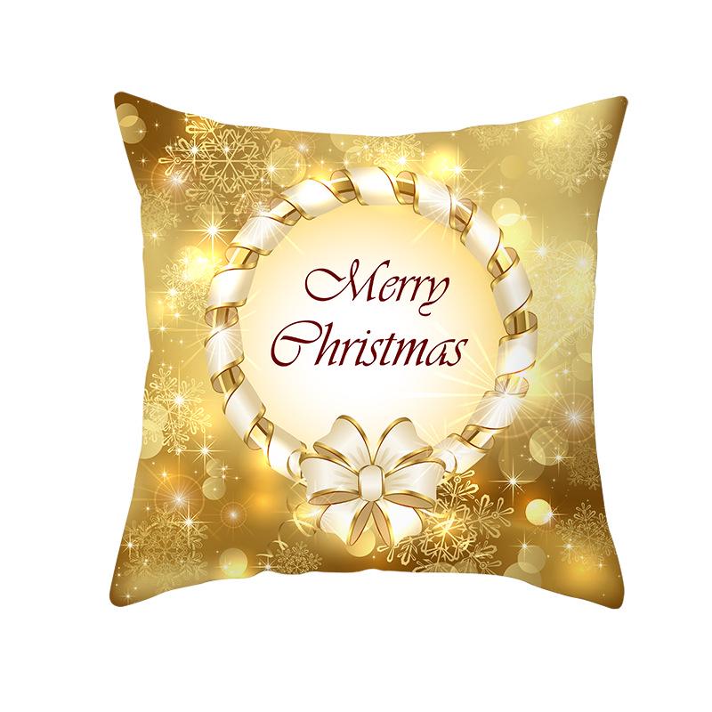 Golden Christmas Peach Velvet Cushion Cover New Digital Printed Square Cushion Cover Cushion Cover