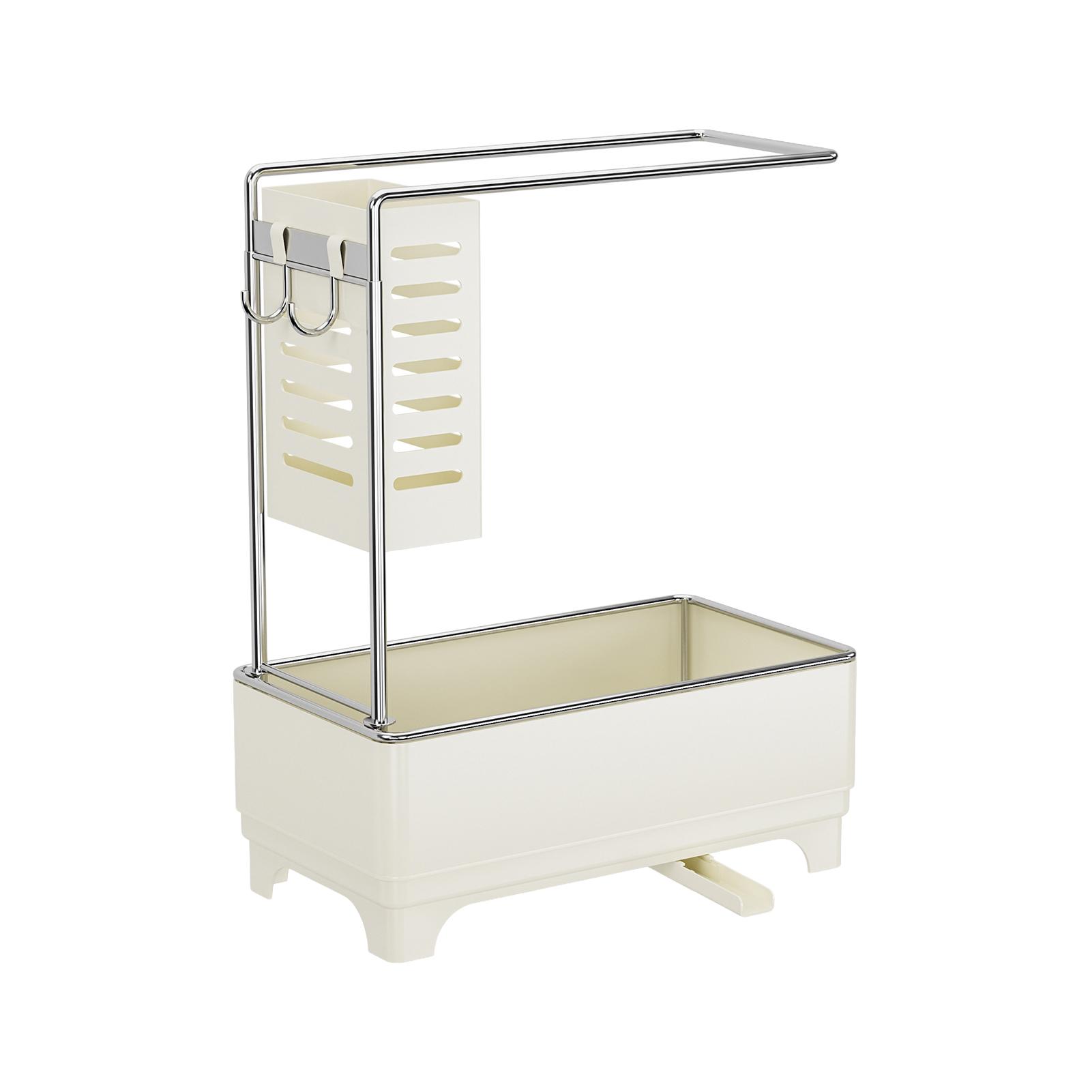 

Sponge Drying Rack with Drainage Tray Iron Material Anti Mold Towel and Brush Organizer Stand for Kitchen Countertop
