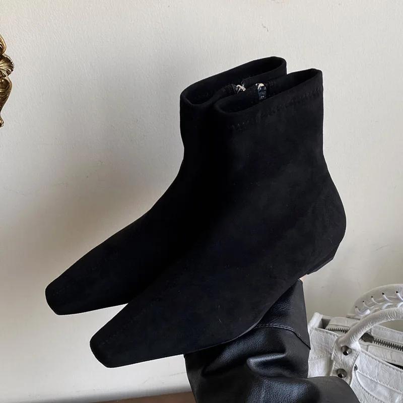 Fashion Eilyken Autumn Winter Women Ankle Boots Low Heels Zipper Shoes Fashion Pointed Toe Comfortable Botas Zapatos De Mujer