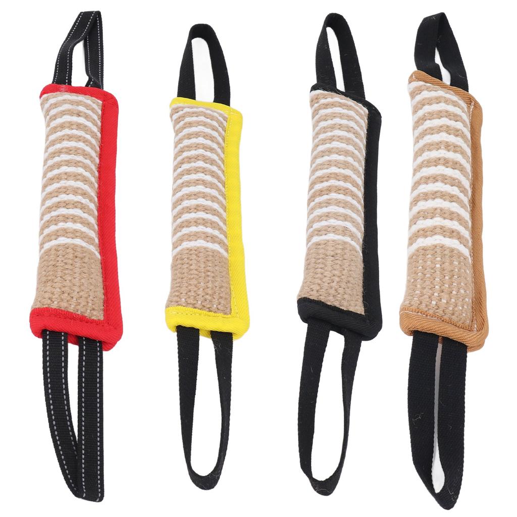 Dog Bite Pillow Tear Resistant Linen Interactive Puppy Training Tug Toy with Reflective Handle for M